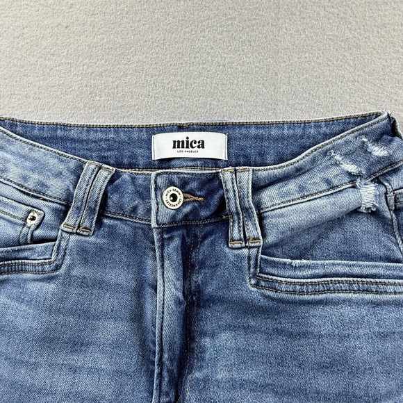 Mica Denim Wide Leg Jeans Womens 27 Blue Light Wash High Rise Cargo Crop 27x26 - Picture 5 of 8